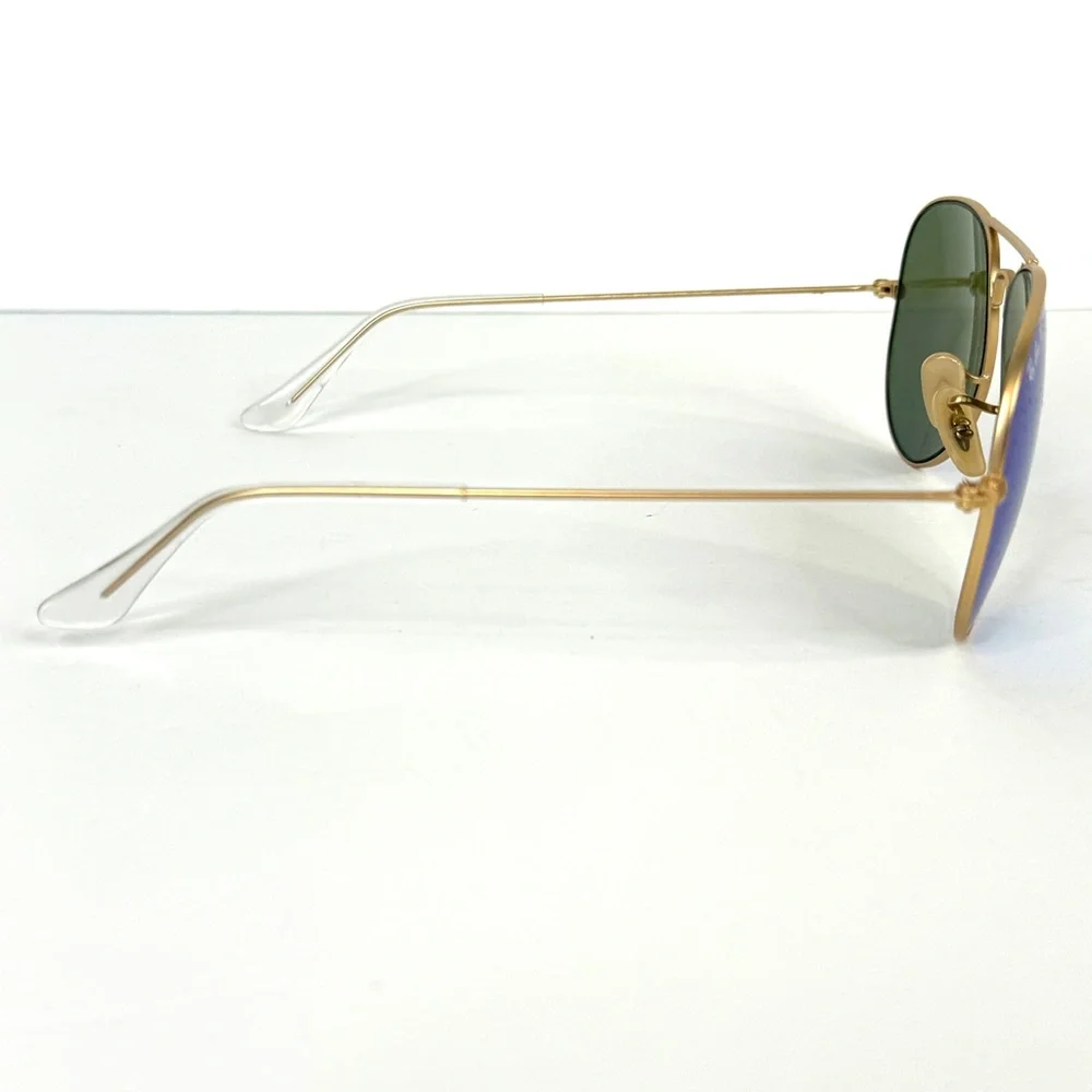 RAY BAN Polarized Sunglasses NEW RB3025 Aviator Large Metal Flash Lens Blue Gold